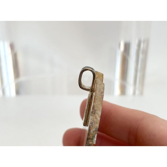 Polished Sliced Agate Geode Crystal Freeform Large Gold Toned Vintage Pendant - Picture 13 of 14